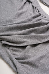 Crossed Ruched Long-Sleeve Top