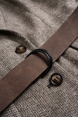 Button Notched Lapel Belted Blazer