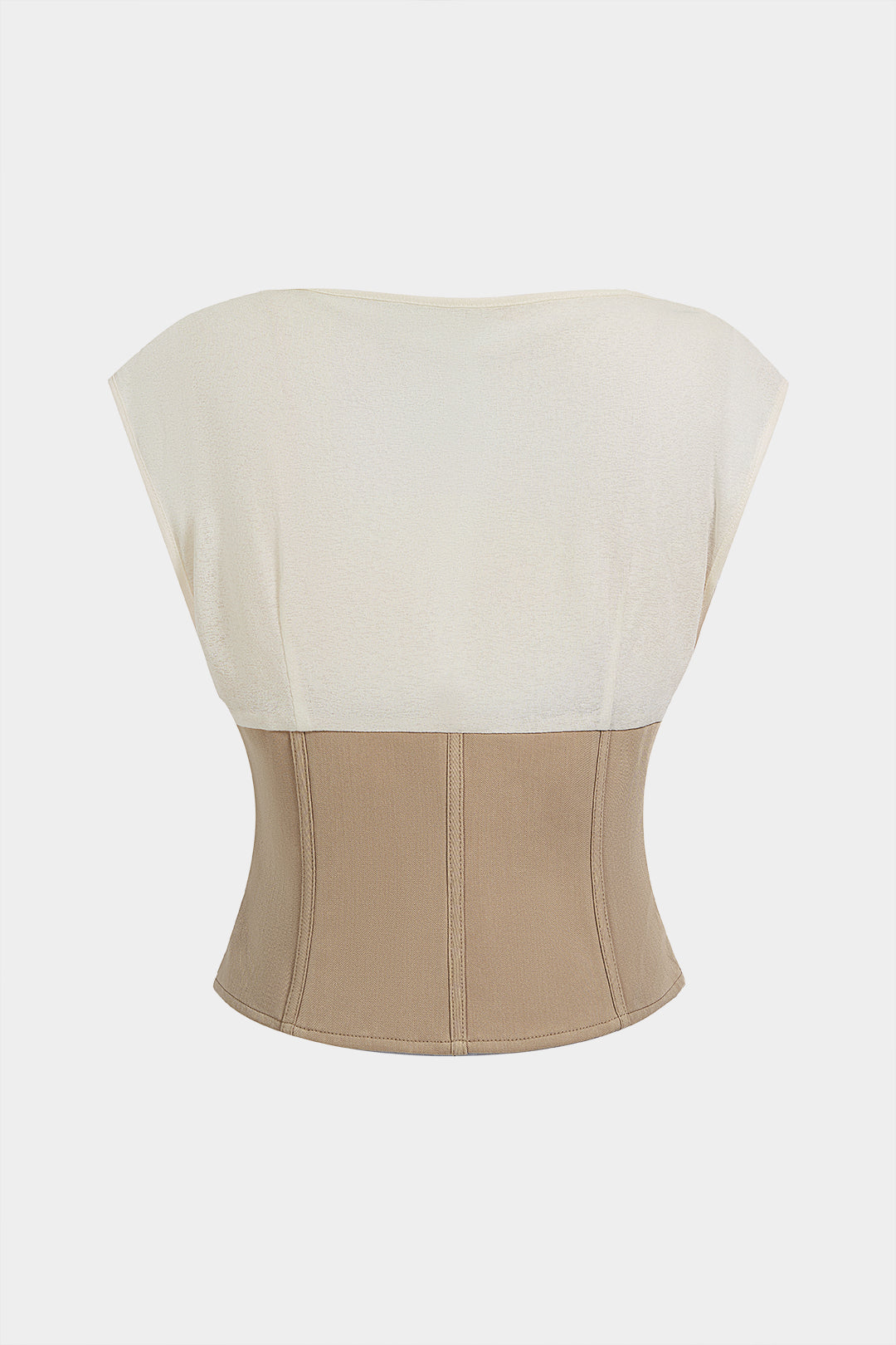 Contrast Draped Cowl Neck Corset Tank Top