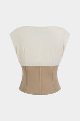 Contrast Draped Cowl Neck Corset Tank Top