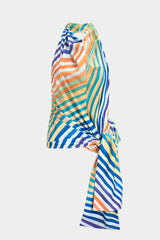Contrast Stripe Print Tie-Up Tank Top