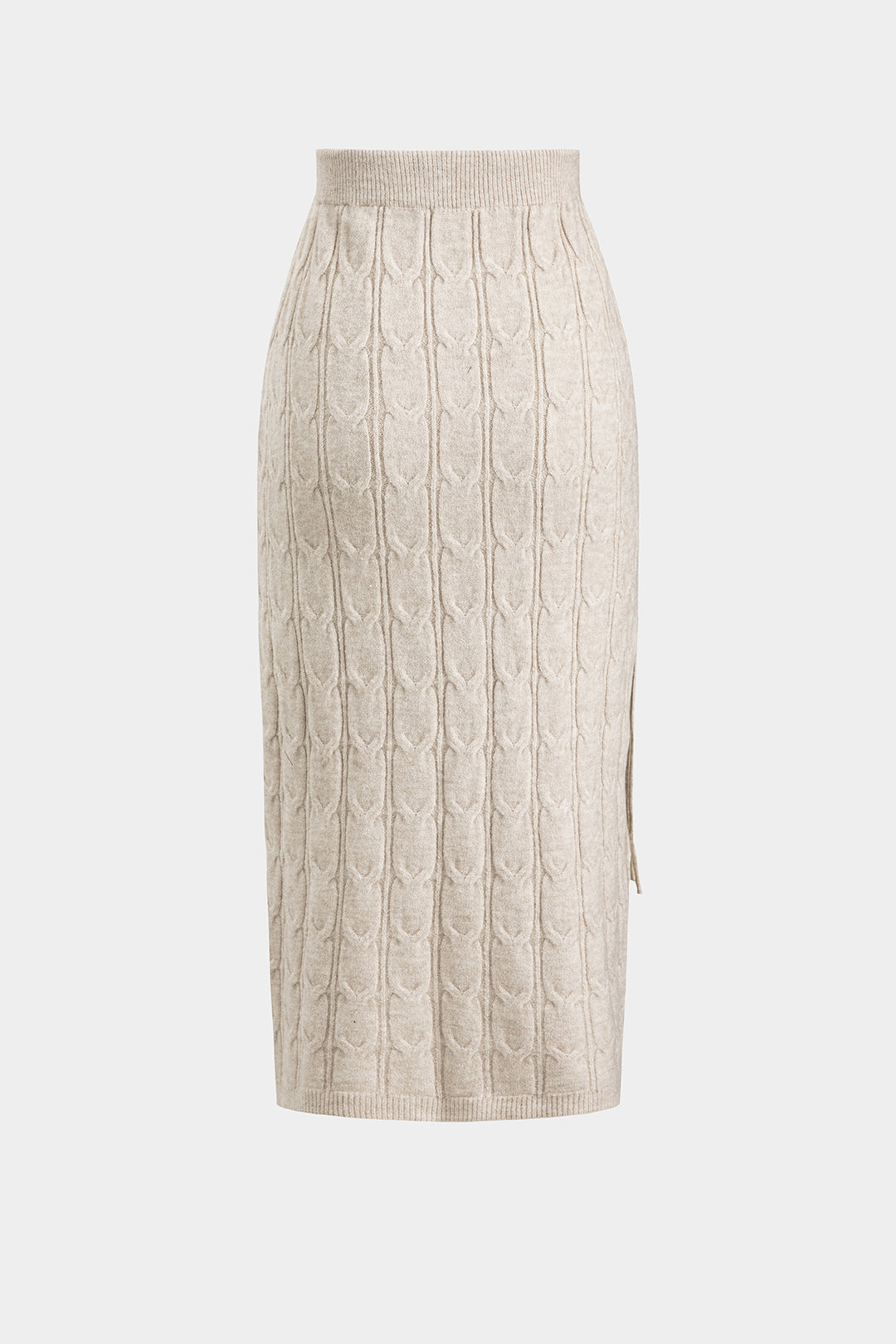 Cable Knit Fringe Long-Sleeve Top And Skirt Set