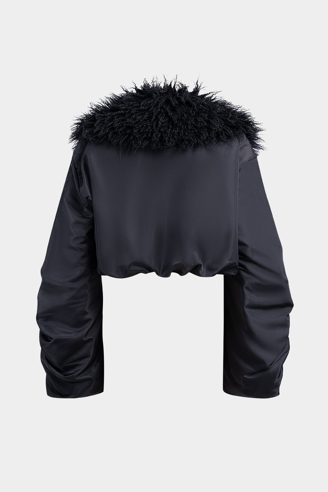 Basic Lamb Wool Collar Drawstring Belt Buckle -Padded Puffer