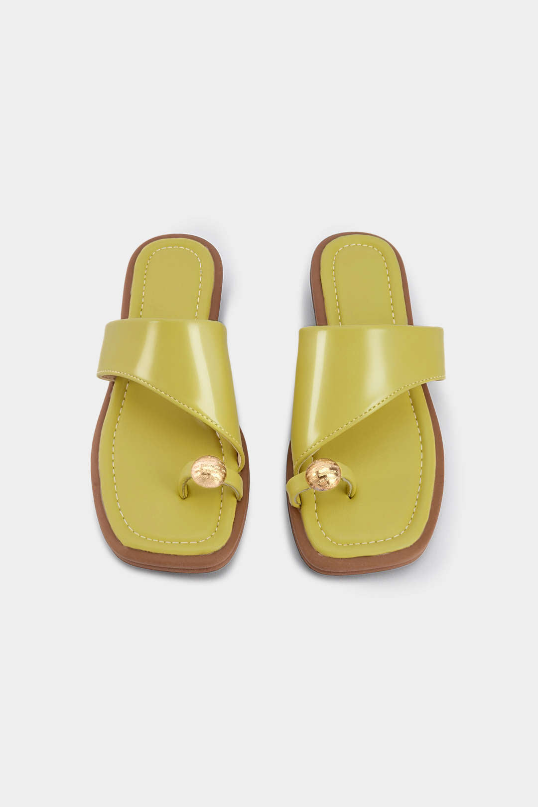 Contrast Open Toe Flats