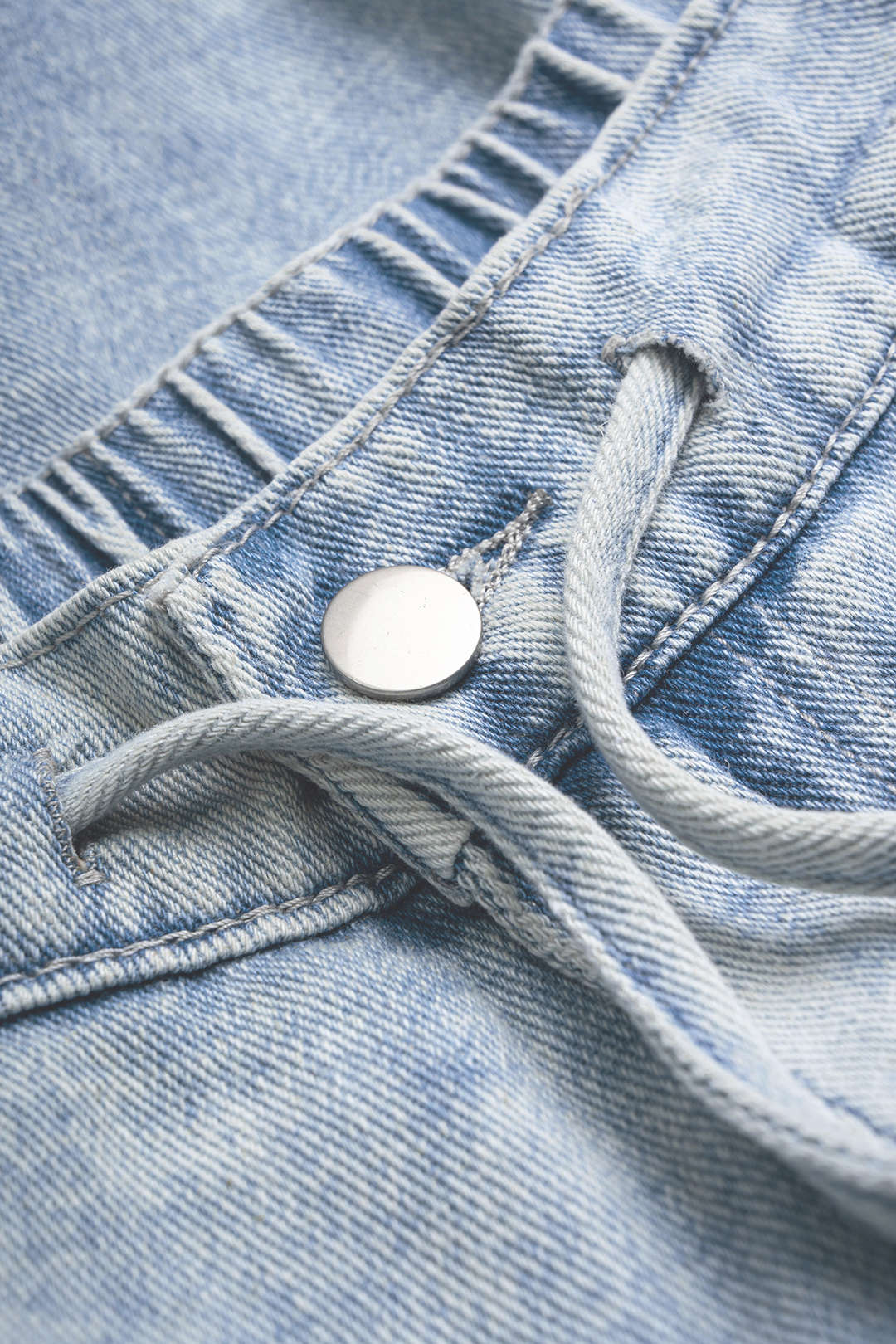 Denim Shirred Waistband Pocket Shorts