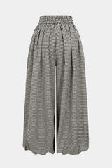 Checkered Print Tie-Up Lantern Trousers