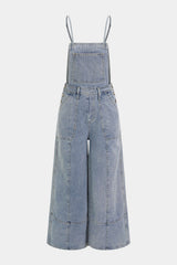 Denim Pocket Slip Sleeveless Wide Leg Jumpsuit