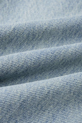 Denim Feather Pearls Decor Wide Leg Jeans