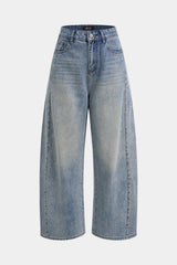 Denim Rhinestone High Waist Wide Leg Jeans