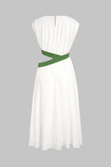 Contrast Cut Out Sleeveless Midi Dress