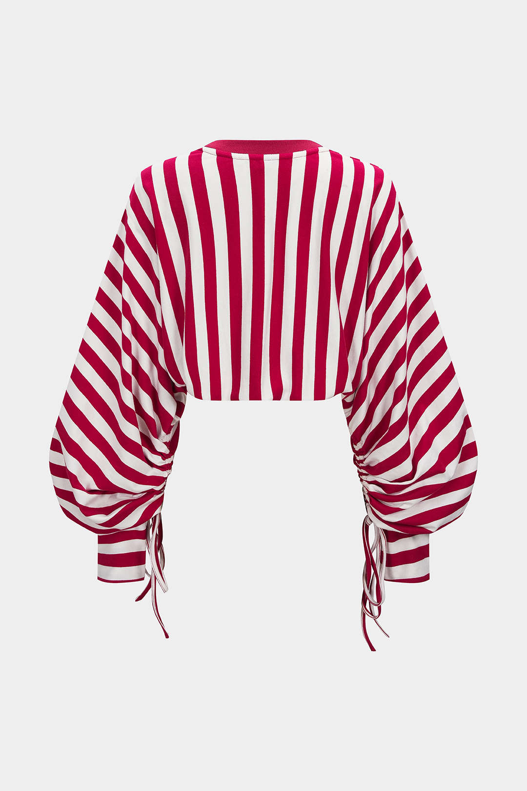 Contrast Stripes Print Tie-Up Long Sleeve Sweatshirt