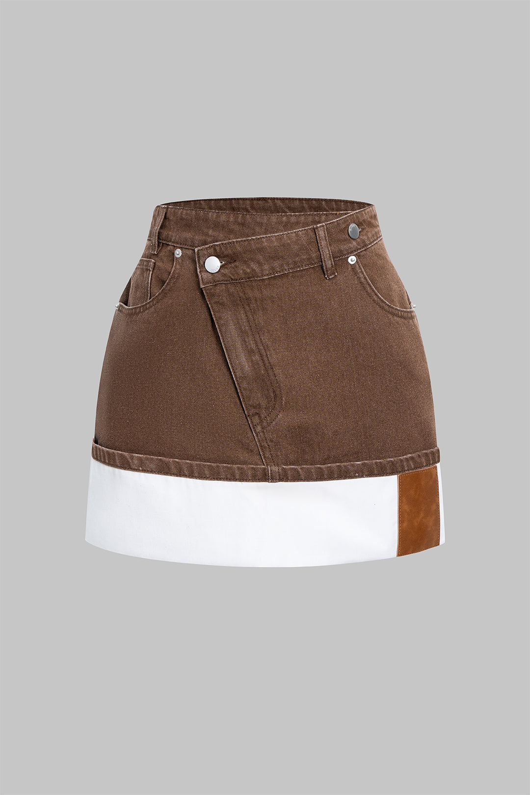 Denim Asymmetrical Patchwork Zipper Skirt