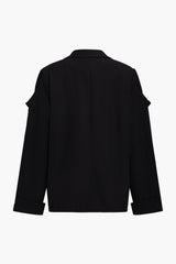 Denim Patchwork Notched Lapel Outerwear