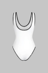 Contrast Binding Backless Sleeveless Bodysuit