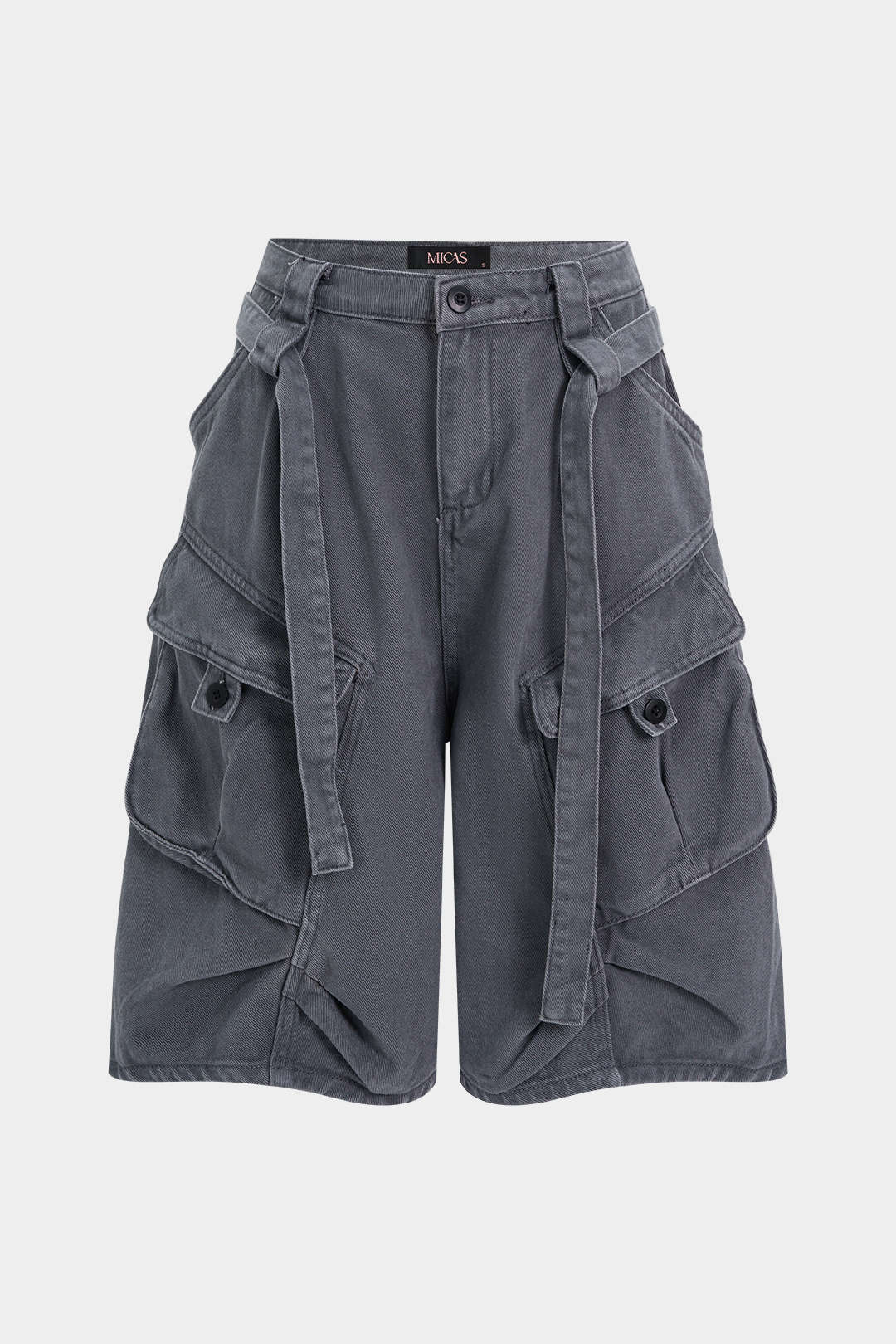 Denim Belted Pocket Shorts