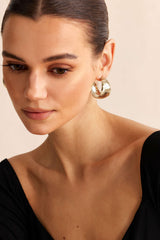 Alloy Textured Hammered C-Shaped Earrings