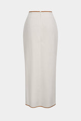 Contrast Binding Linen Knotted Skirt
