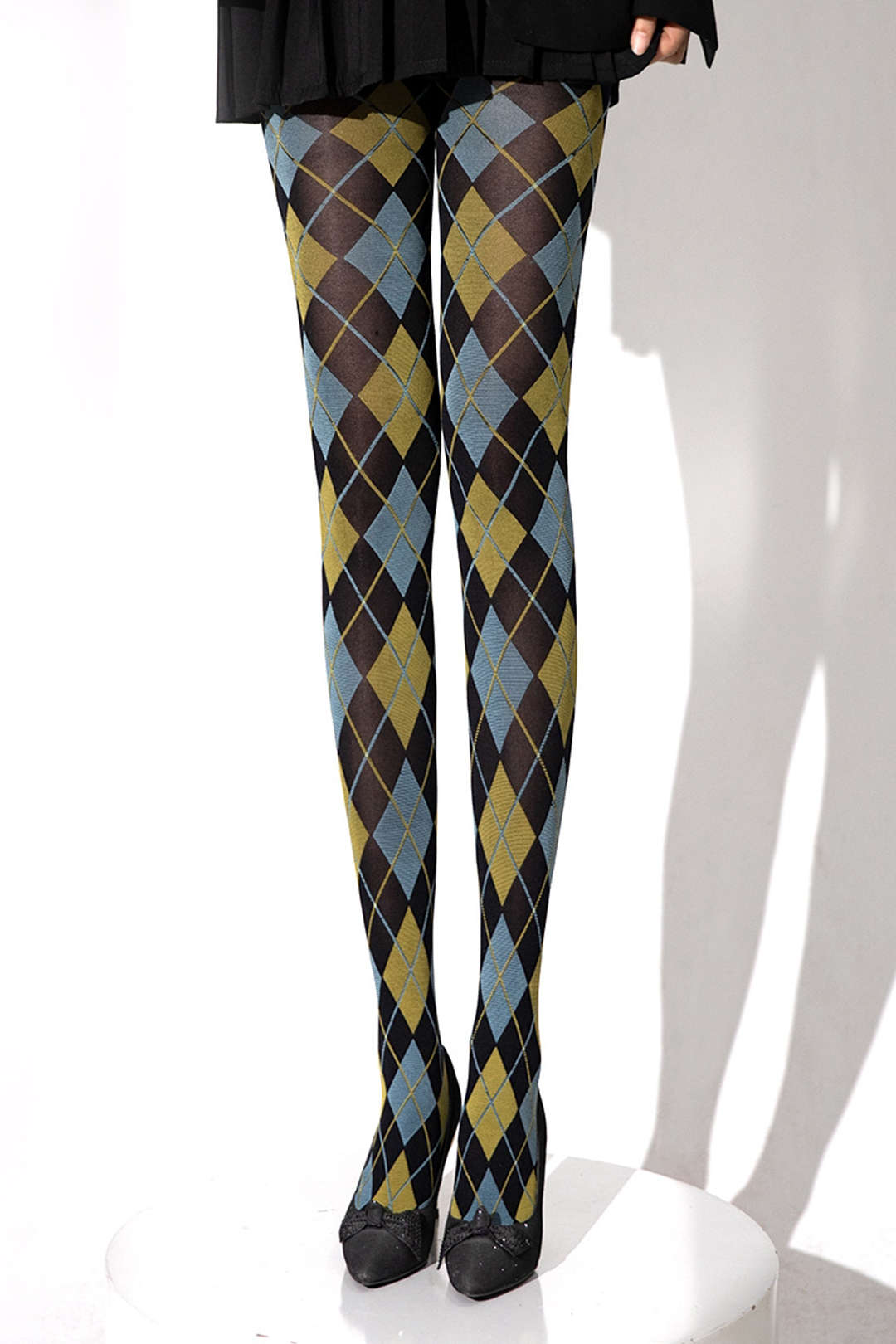 Contrast Argyle Print Tights