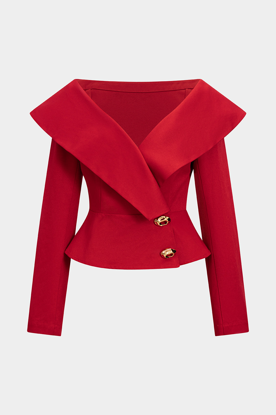 Asymmetrical Metallic Button Crossed Long-Sleeve Shirt