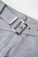 Belted Zipper Pocket Pants