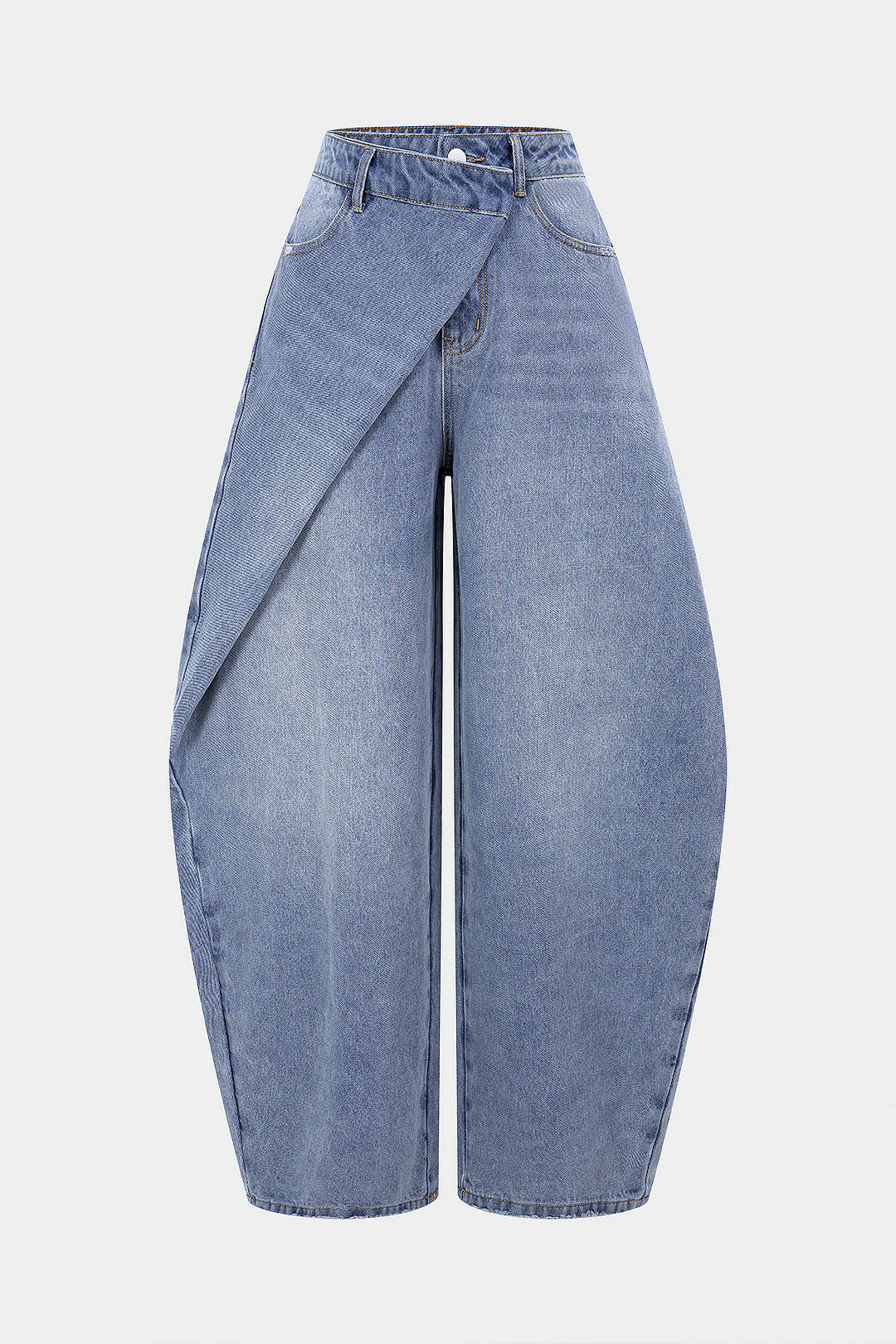 Denim Asymmetrical Barrel Jeans