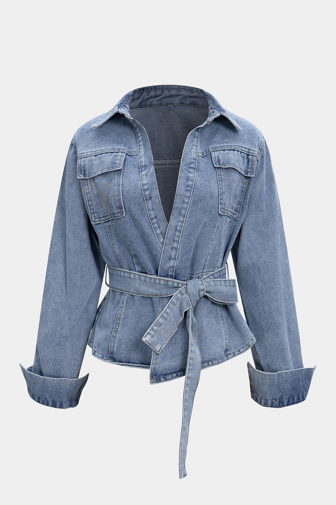 Denim Tie-Up Long Sleeve Shirt