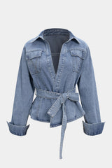 Denim Tie-Up Long Sleeve Shirt