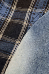 Denim Patchwork Plaid Print Washed Jeans