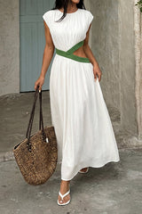 Contrast Cut Out Sleeveless Midi Dress