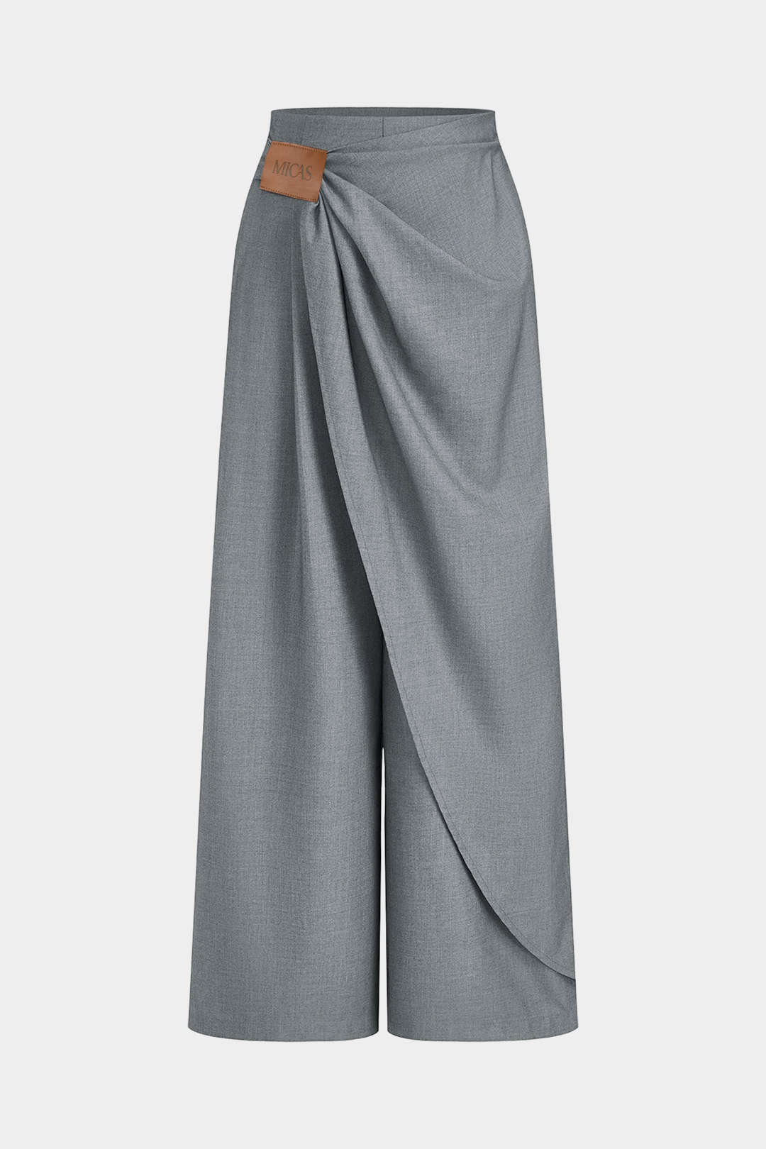 Asymmetrical Ruched Wide Leg Pants