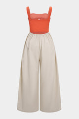 Contrast Cut Out Twist Knot Sleeveless Jumpsuit