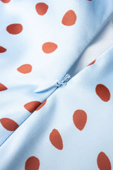 Contrast Polka Dots Print Satin Strapless Sleeveless Mini Dress