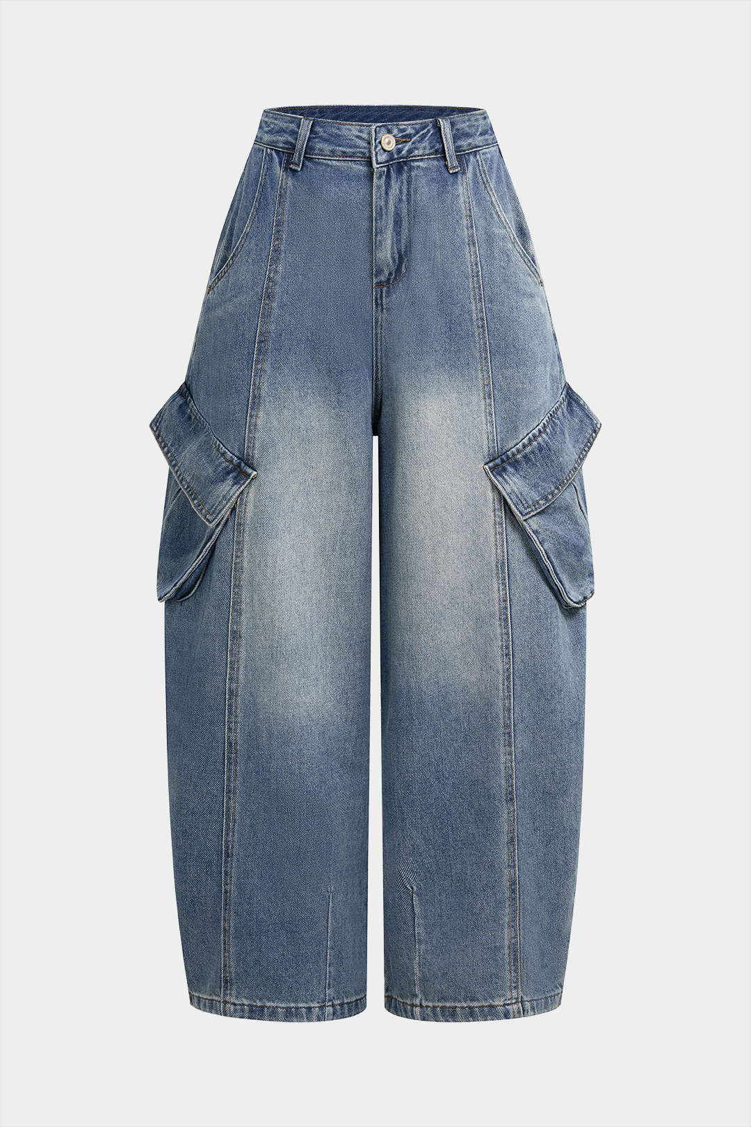 Denim Pocket Wide Leg Jeans