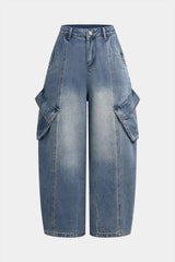Denim Pocket Wide Leg Jeans