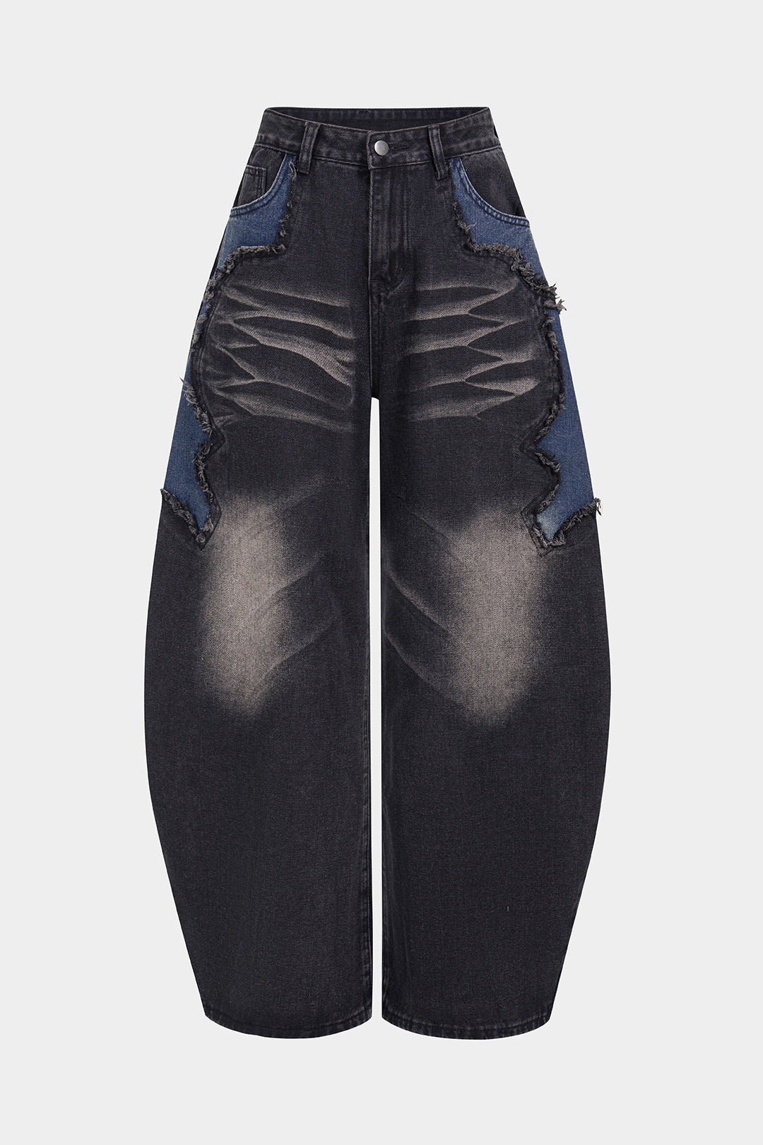 Button Pocket Wide Leg Jeans