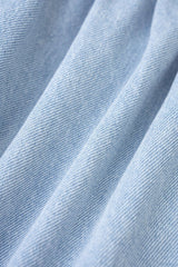 Denim Lapel Button Ruffle Sleeveless Mini Dress