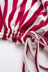 Contrast Stripes Print Tie-Up Long Sleeve Sweatshirt