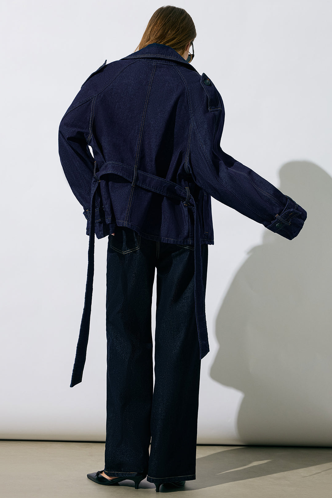 Denim Belted Asymmetrical Outerwear
