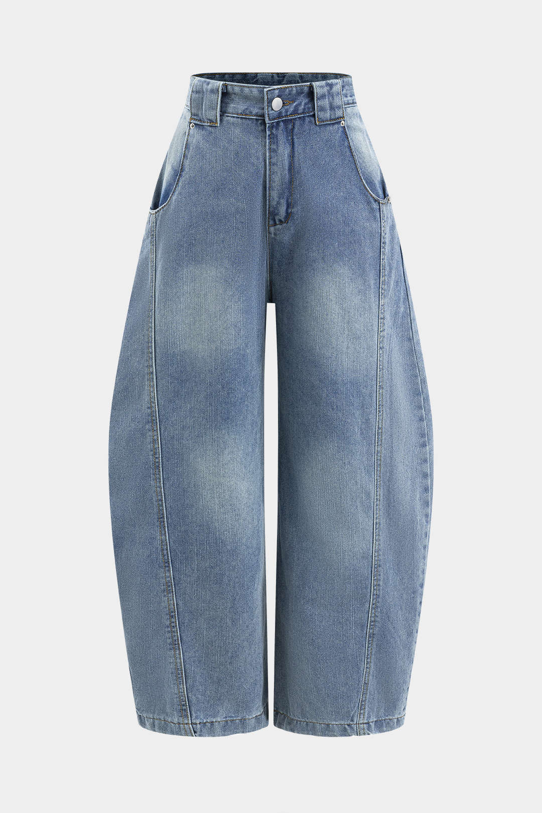 Denim Wide Leg Barrel Jeans