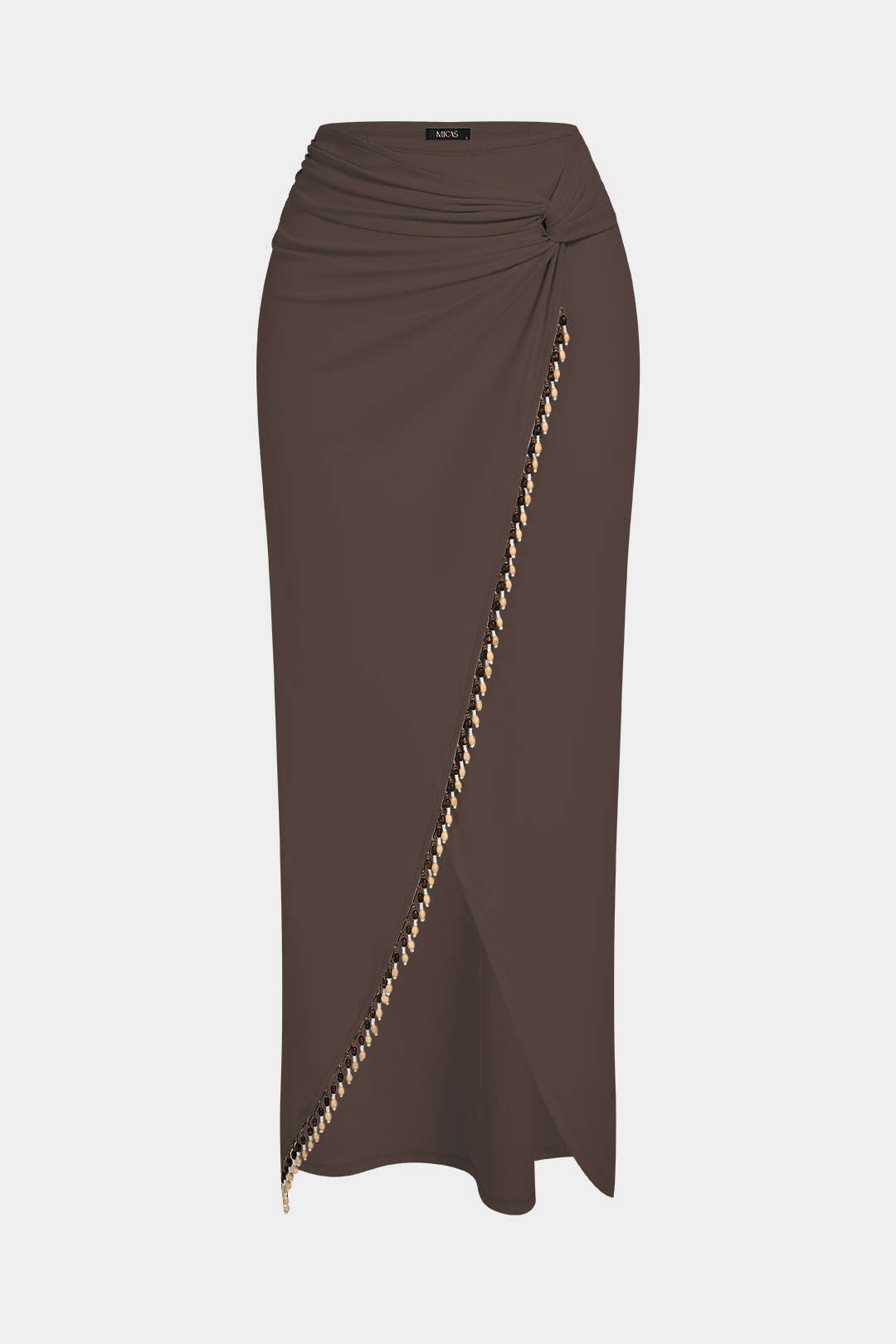 Beaded Asymmetrical Ruched Skirt
