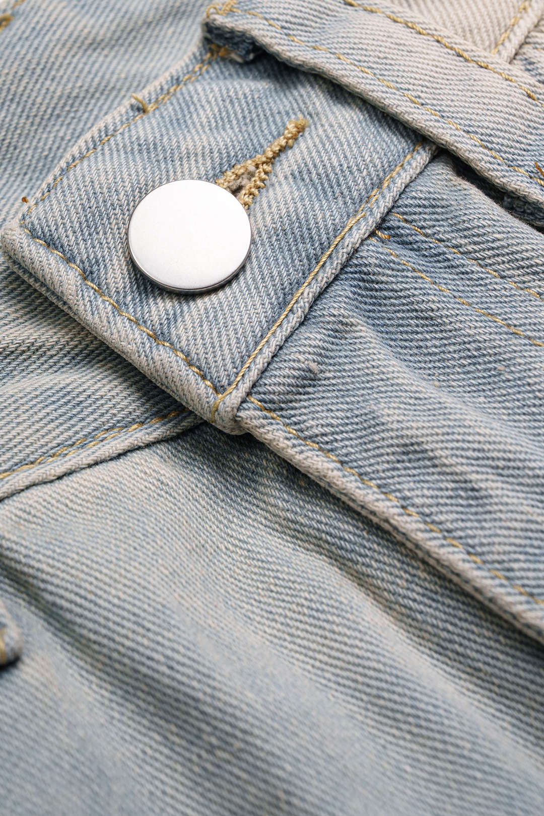 Denim Asymmetrical Frayed Seamdetail High Waist Shorts
