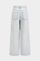 Denim Asymmetrical Straight Leg Jeans