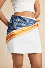 Artistic Print Asymmetrical Tie-Up Skirt