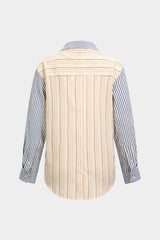 Contrast Stripes Print Embroidery Long-Sleeve Shirt