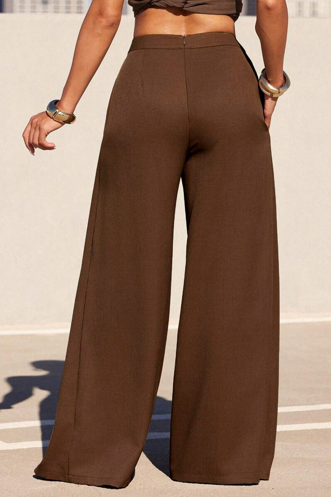 Asymmetrical High-Waist Wide-Leg Pants
