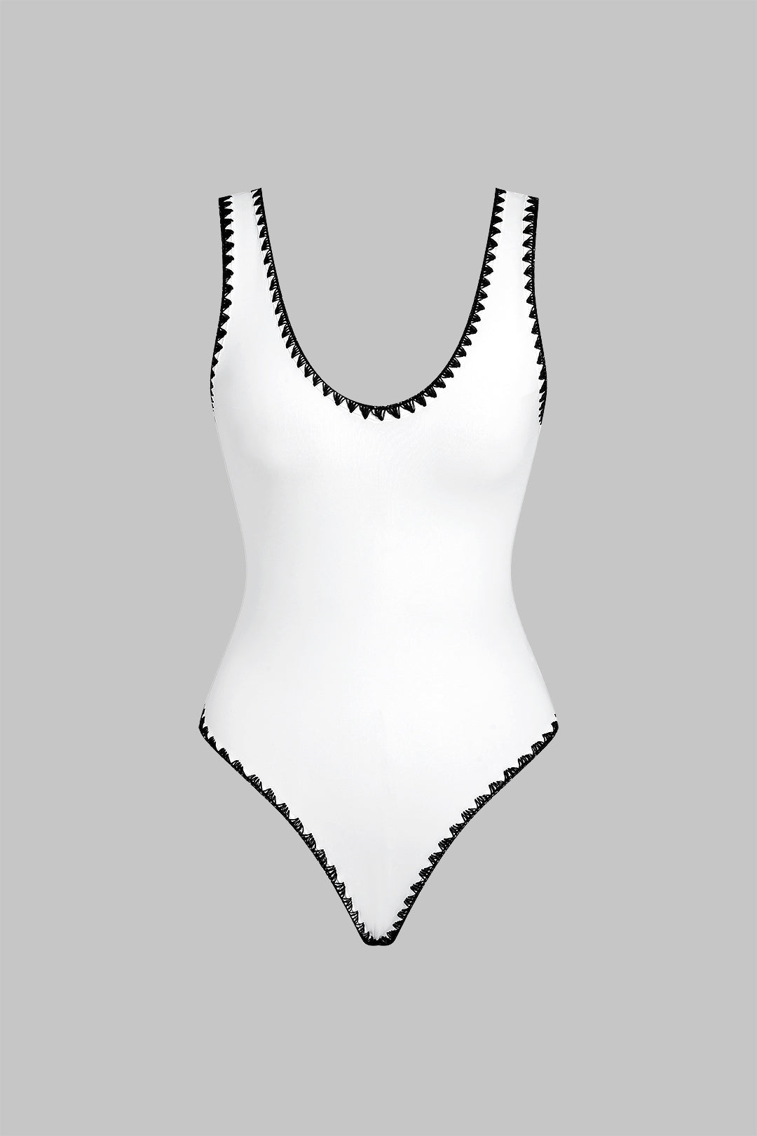Contrast Binding Backless Sleeveless Bodysuit