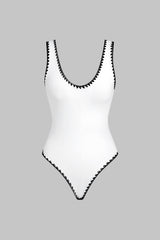 Contrast Binding Backless Sleeveless Bodysuit