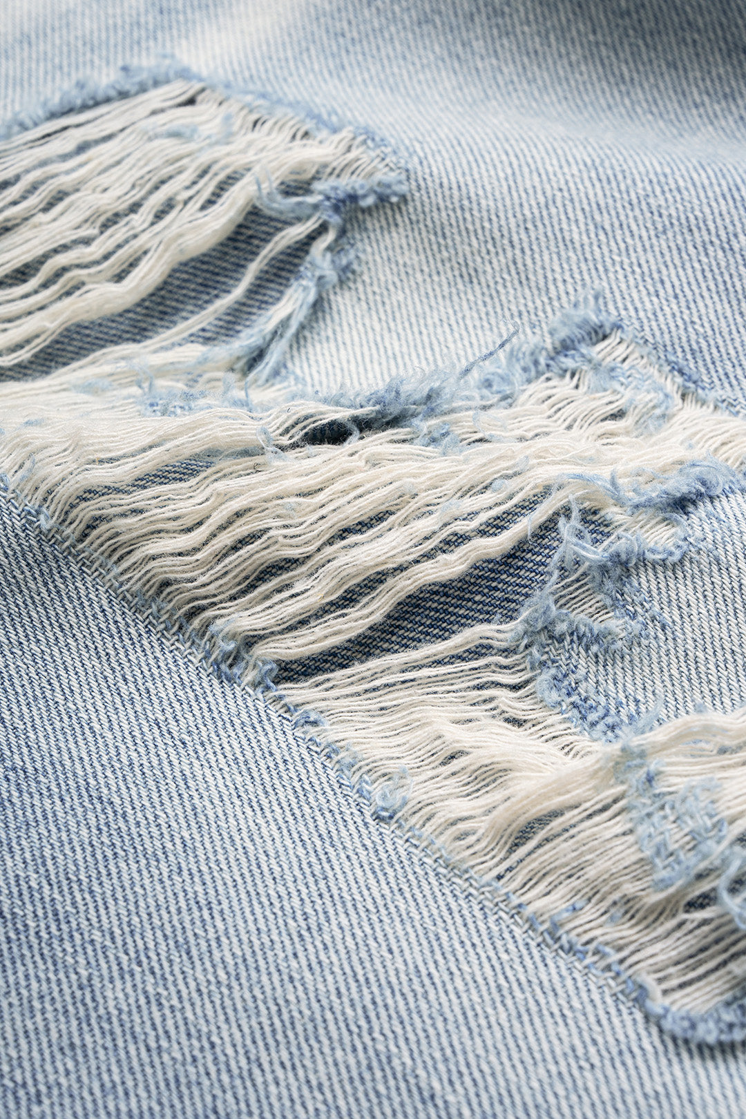 Denim Asymmetrical Ripped High Waist Straight Leg Jeans