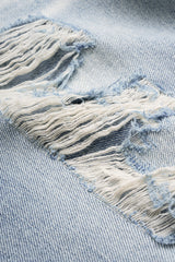 Denim Asymmetrical Ripped High Waist Straight Leg Jeans