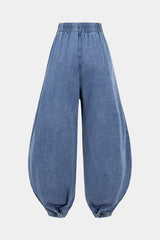 Denim High Waist Zipper Barrel Balloon Jeans